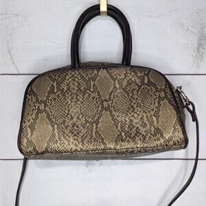 Fossil Snakeskin Round Mini Crossbody Bag Brown